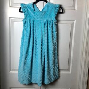 Hollywood Baby Square Neck Ruffle Sleeve Pullover A-Line Dress Blue Size 7